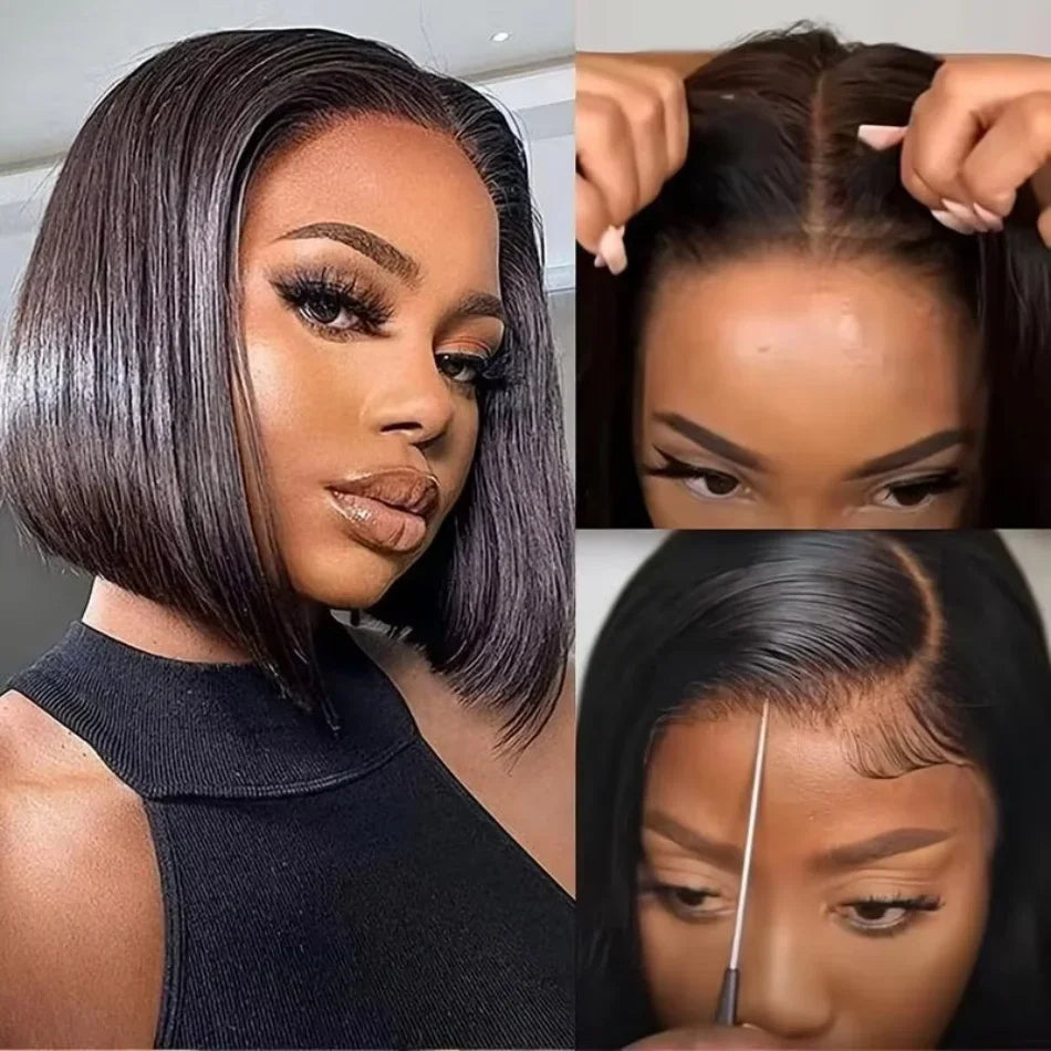 2026 Ready To Wear Glueless Bob Straight Wig Human Hair Wigs Short Bob No HD Lace Frontal Wig Closure Black Wigs For Women