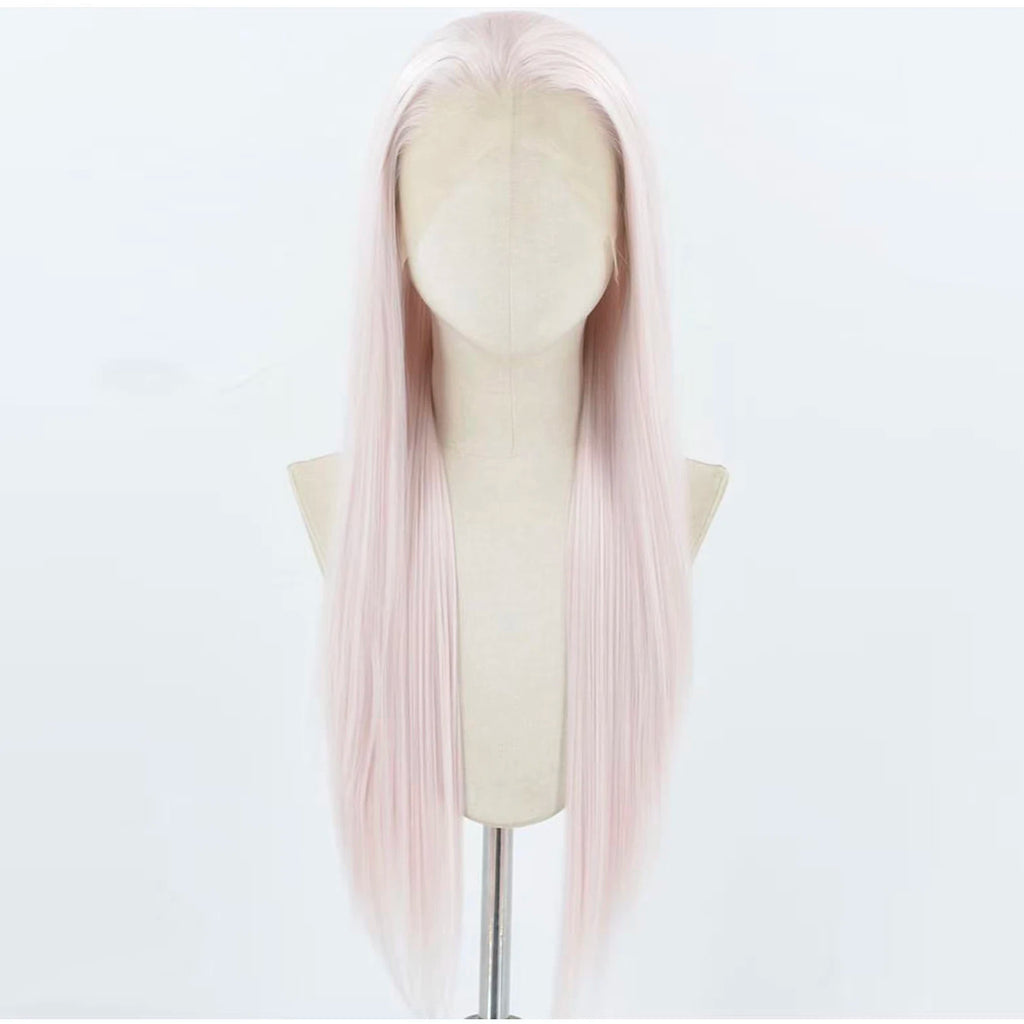 Light Pink Lace Front Wig for Women Long Silky Straight & Body Wave Synthetic Hair Heat Resistant Natural Hairline Daily Cosplay