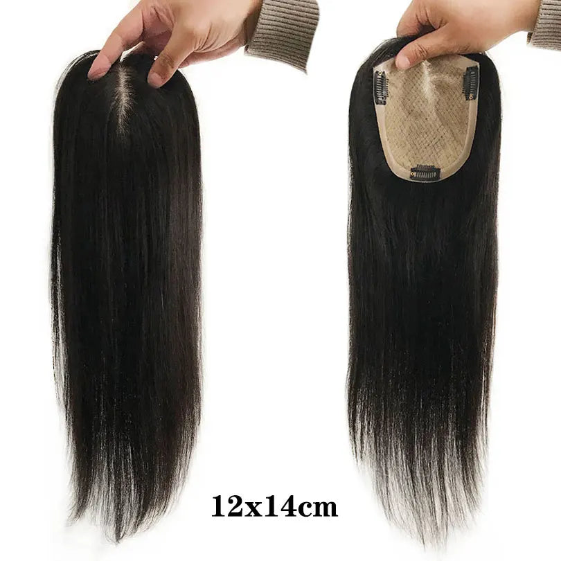 Breathable Silk Base Human Hair Women Toppers Full Hand Tied Virgin Hair Straight Toupee For Women Different Sizes
