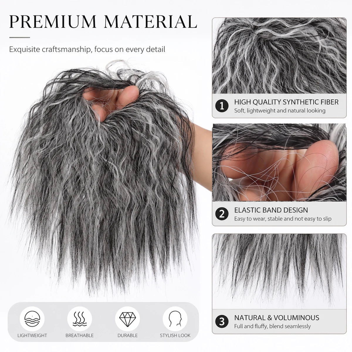 Synthetic wool curly short curly hair wig bun women's soft rubber band hair extension from natural small volume