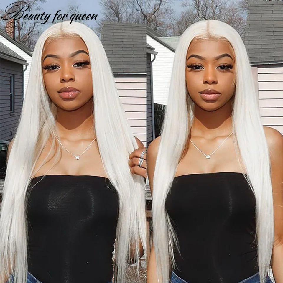 High Quality ﻿White 100% Human Hair 13x4 Lace Front Wig Bone Straight For Black Women Hot Sale Product Fashion Women Beauty