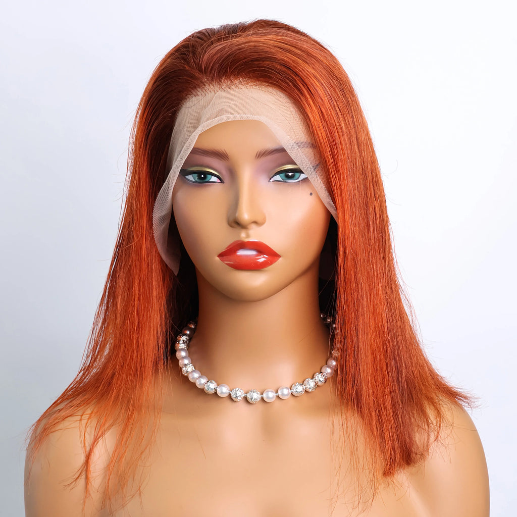 Bone Straight 4/350 Highlight 13x4 Full Lace Frontal Human Hair Wig Brazilian Short Ombre Ginger Piano Color Bob Wigs For Women