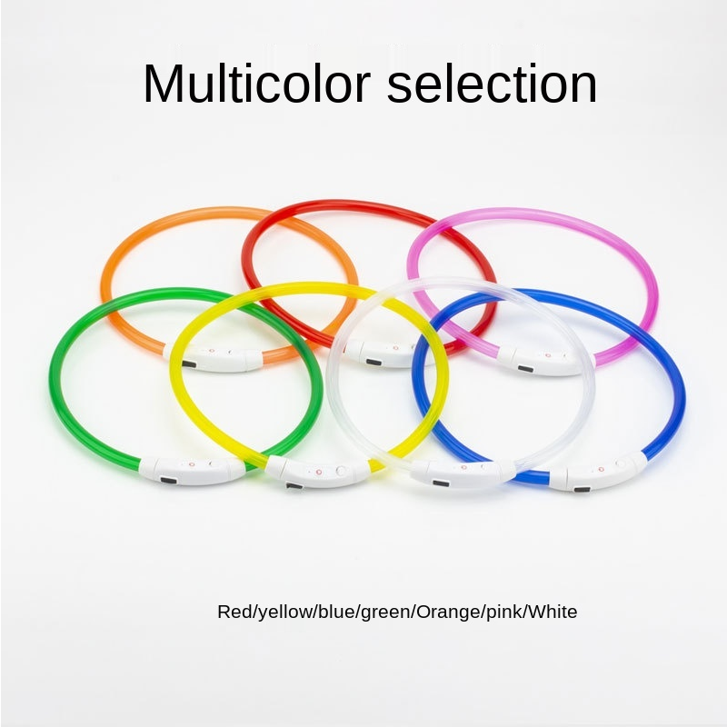 Led Light Dog Collar Detachable Glowing USB Charging Luminous Leash for Big Cat Collar Small Bright Labrador  Pets Dogs Products