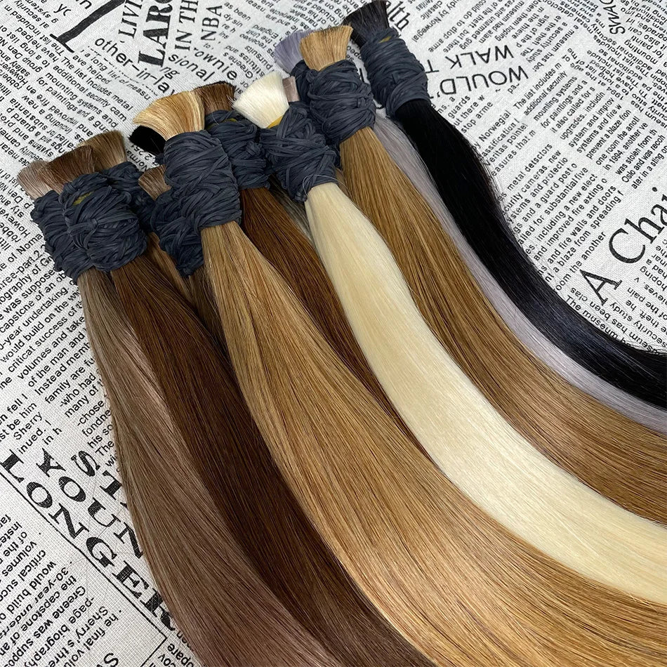 Bulk Human Hair Straight 100% Human Hair Extensions 50g 100g Bulk Human Hair for Braiding Human Made No Weft Remy Hair Bundles