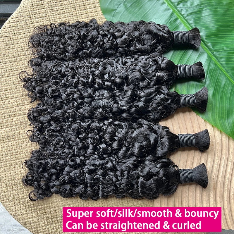 Raw Bulk Human Hair For Braiding Wholesale Burmese Curly Boho Braids Human Hair Extensions No Weft Double Drawn Curly Hair Bulk