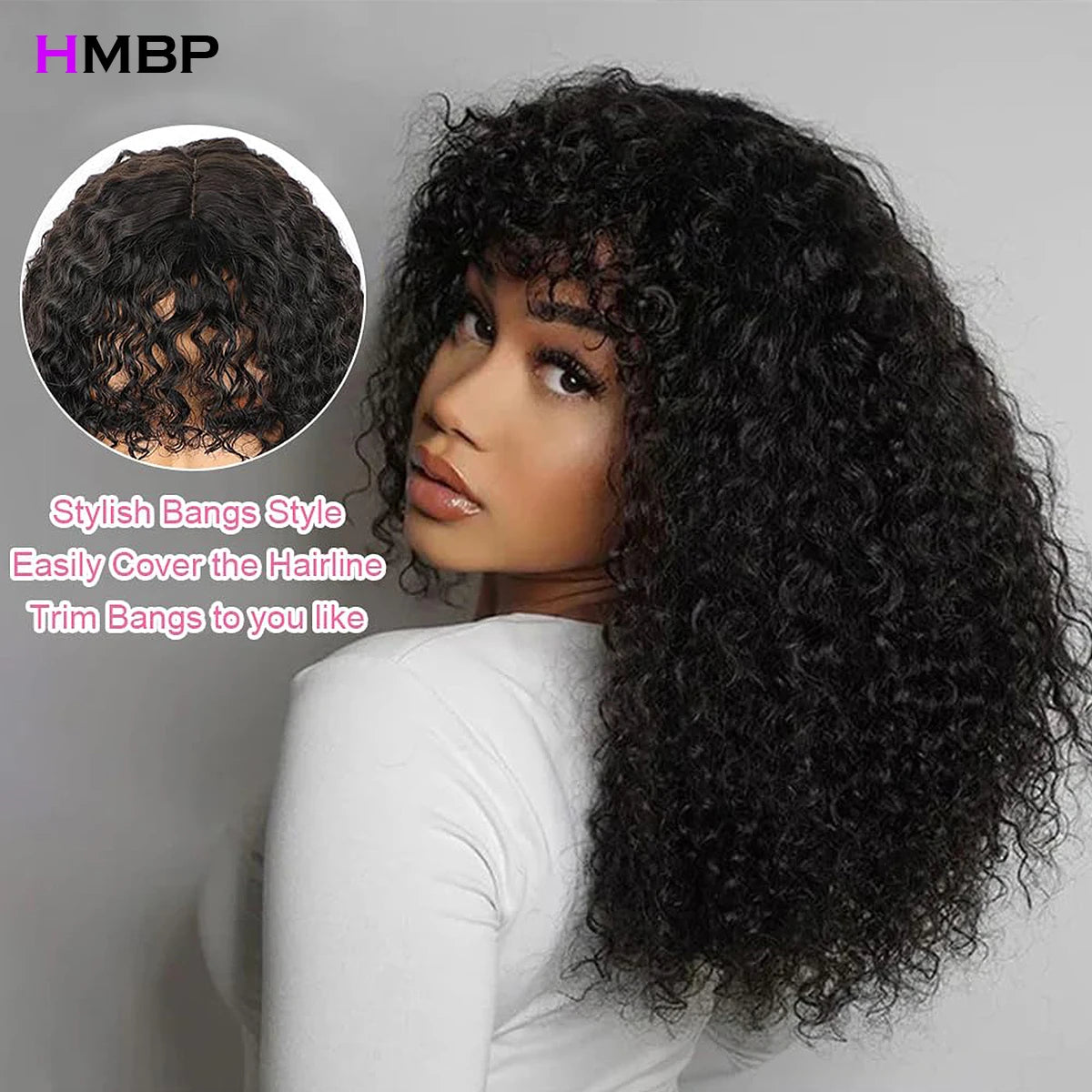Jerry Curly Short Bob Human Hair Wigs With Bangs Wear To Go Glueless Wig Deep Curly Brazilian Water Wave Wigs For Black Women