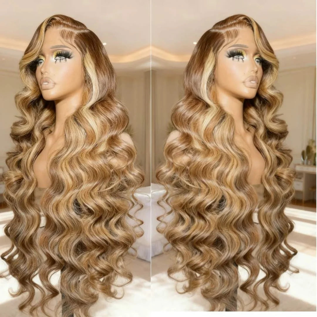 13x4 Hd Lace Front Wig Human Hair 4/27 Honey Blonde Ombre Body Wave Lace Front Wig 250 Density Lace Front Wig Human Hair