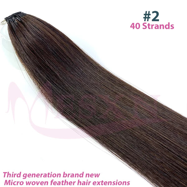 MESXN Third  Feather New hair extensions Straight Natural Real Human Hair Microring Hair Extensions  Brown Blonde  for salon