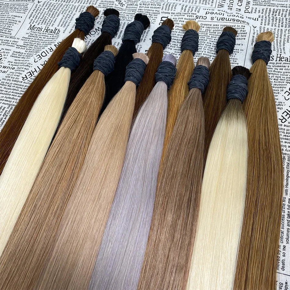 Bulk Human Hair Straight 100% Human Hair Extensions 50g 100g Bulk Human Hair for Braiding Human Made No Weft Remy Hair Bundles