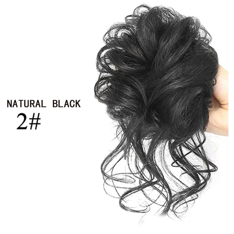 Synthetic Hair Bun Chignon Messy Curly Elastic Hair Band Scrunchy False Hairpieces Black Brown Wigs For Women