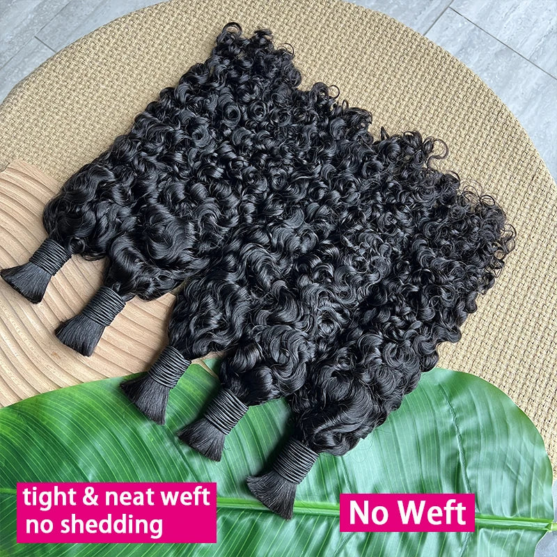 Raw Bulk Human Hair For Braiding Wholesale Burmese Curly Boho Braids Human Hair Extensions No Weft Double Drawn Curly Hair Bulk