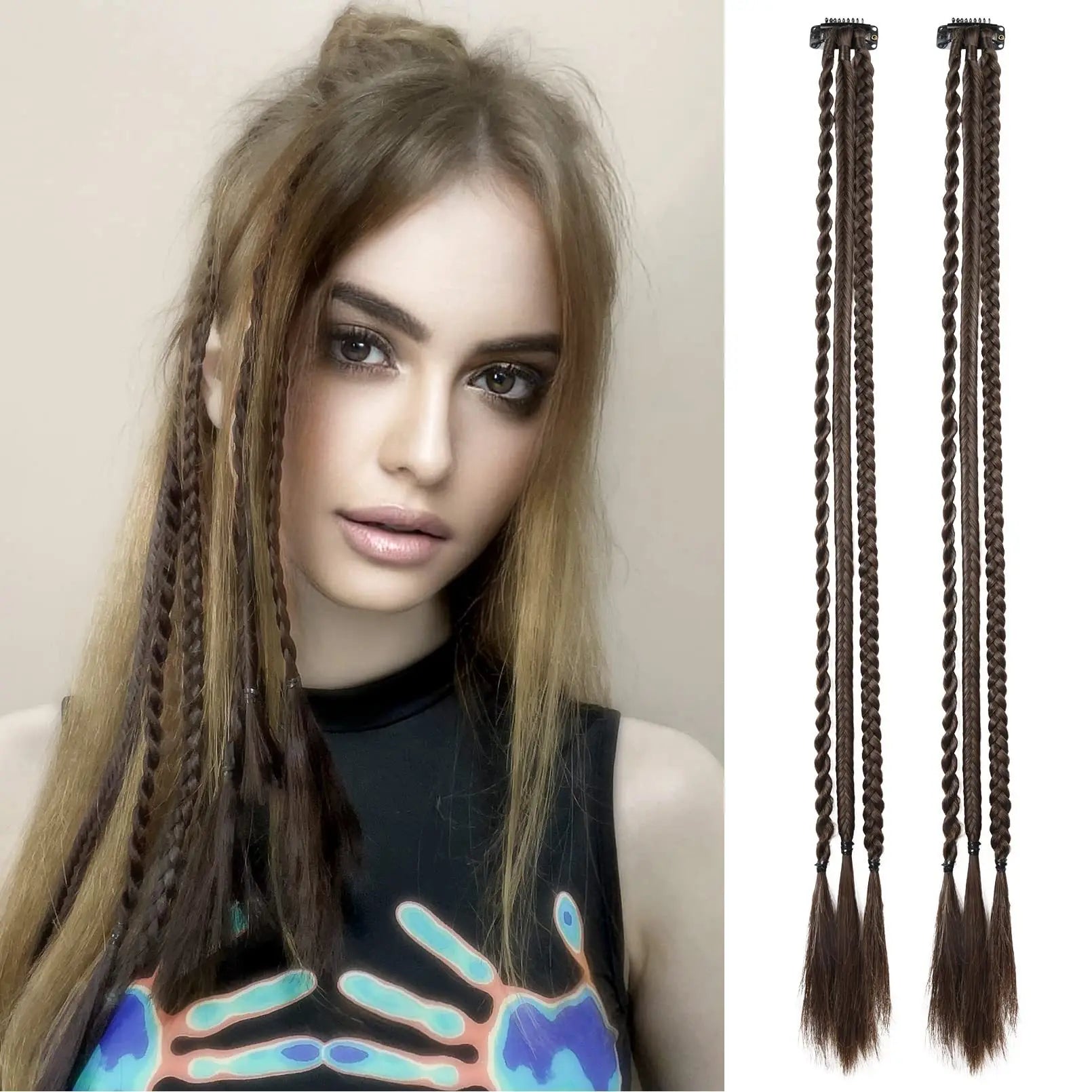 Braid Hair Extensions Clip in Hair Extensions One Clip Long Natural Soft Synthetic Hairpieces for Women  Highlights