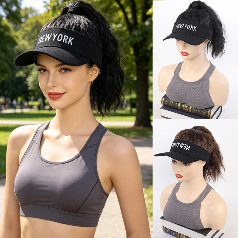 Hat Wig for Women Baseball Hat wig women's wig short curly hair wool curly wig ponytail braid wavy wig
