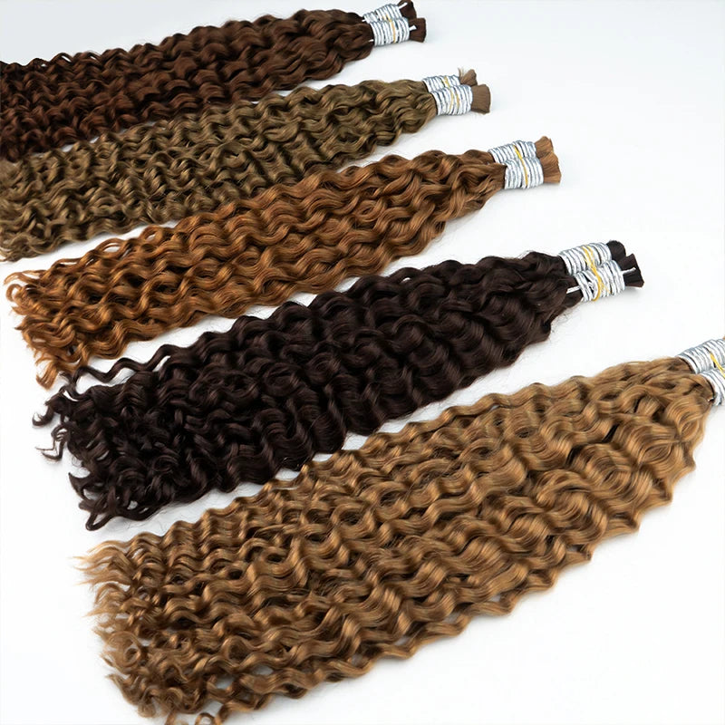 Extensiones De Cabello 100 Humano Boho Braids 100% Real Raw Indian Deep Water Wave Burmese Curly No Weft Human Hair Bulk Bundles