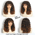 Curly Wig for Women Ombre Blonde Long Curly Wave Wigs with Bangs Synthetic Wig Natural Cosplay Party Heat Resistant Hair