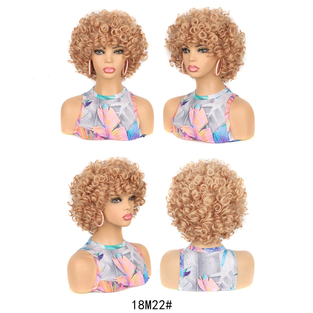 Synthetic Wigs Afro Curly Bob Chic Short Curly Hair Brown Wig for Fashion Conscious Women's Daily Wear