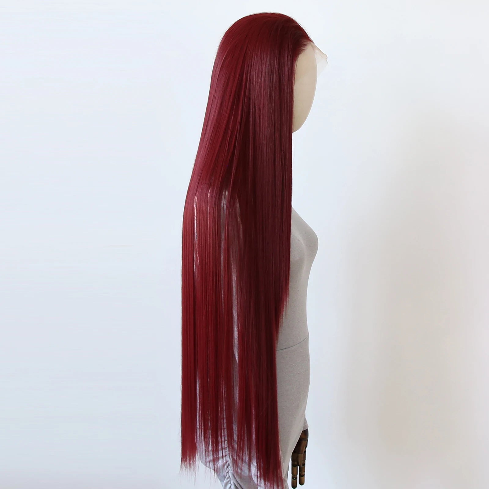 Wine Red Synthetic Lace Front Wig 40inch Long Straight Dark 99J Burgundy Lace Front Synthetic Wig Pre Plucked Natural Hairline
