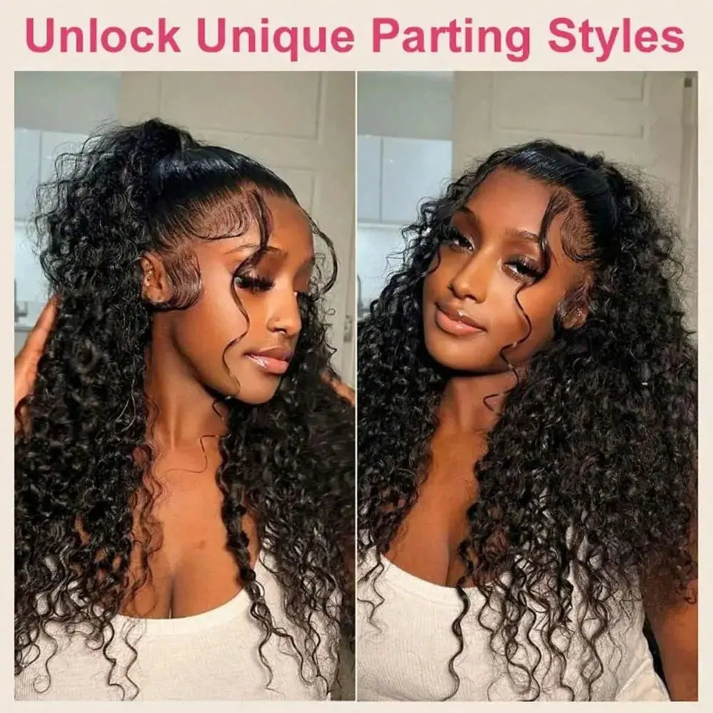 40 Inch Jerry Curly HD Lace Frontal Wig 250% Density Glueless Pre Plucked Natural Color Curly Human Hair Wig