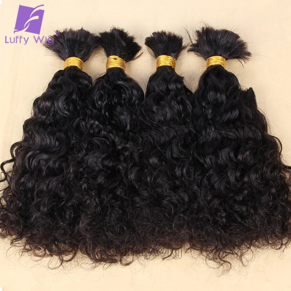 Human Hair Bulk for Braiding Water Wave Double Drawn Full End Brazilian Curly Bulk Hair Bundles No Weft for Boho Knotless Braids