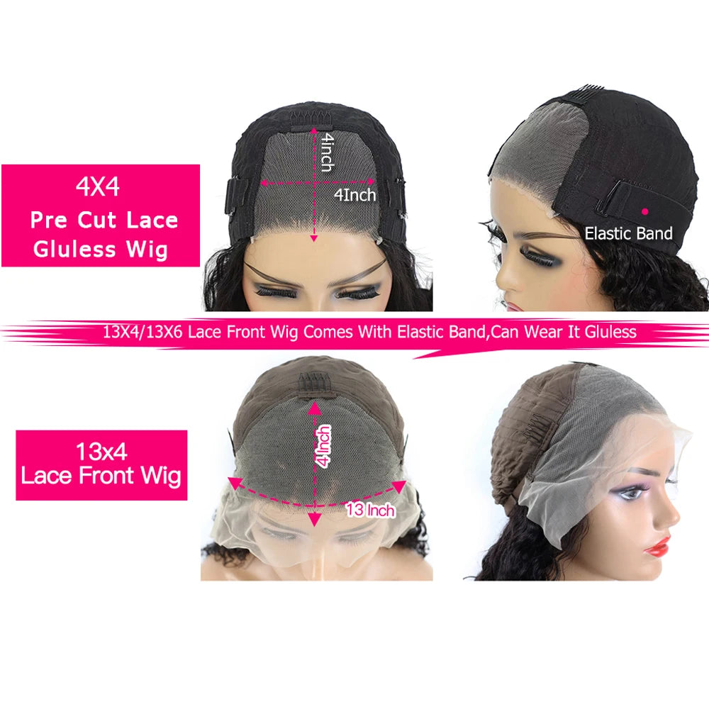 Vrbest Deep Wave Wear And Go Glueless Bob Wig For Women Ready To Go Human Hair Wigs 4x4 Lace Closure Wig 100% Human Hair