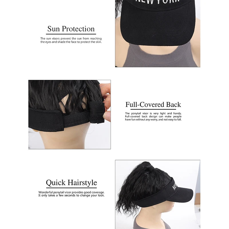 Hat Wig for Women Baseball Hat wig women's wig short curly hair wool curly wig ponytail braid wavy wig