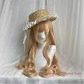 Long Wavy Blonde Synthetic Wig with Bangs Natural Long Curly Hair Lolita Wig for Women Daily Cosplay Halloween Harajuku Wigs