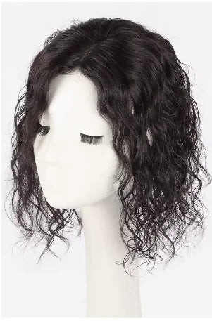 30cm Short Curly Wavy Hair Topper for Women Real Human Hair Natural Black Swiss Lace Base Clip in Topper Wiglet Hairpiece 9X14cm
