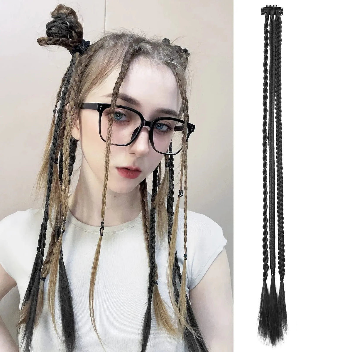 Braid Hair Extension 22inch Long Hair Extensions Clip in Braids Hair Extensions for Women Soft Synthetic Hairpieces Boxing Braid