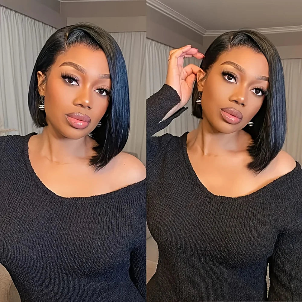 13x4 Transparent Lace Front Short Bob Wigs Human Hair Pre Plucked Natural Color Straight 4x4 Closure Wig Human Hair Wigs