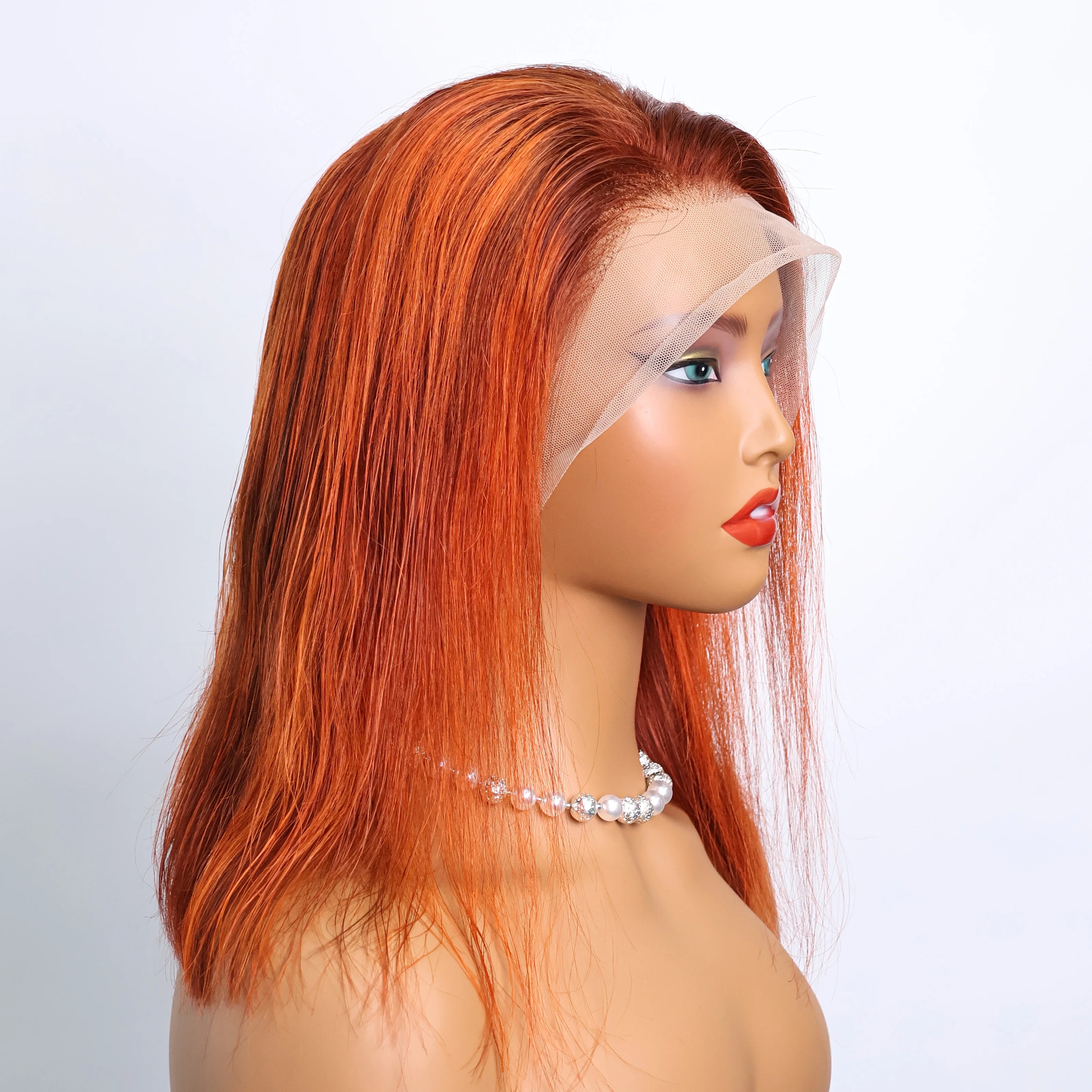 Bone Straight 4/350 Highlight 13x4 Full Lace Frontal Human Hair Wig Brazilian Short Ombre Ginger Piano Color Bob Wigs For Women