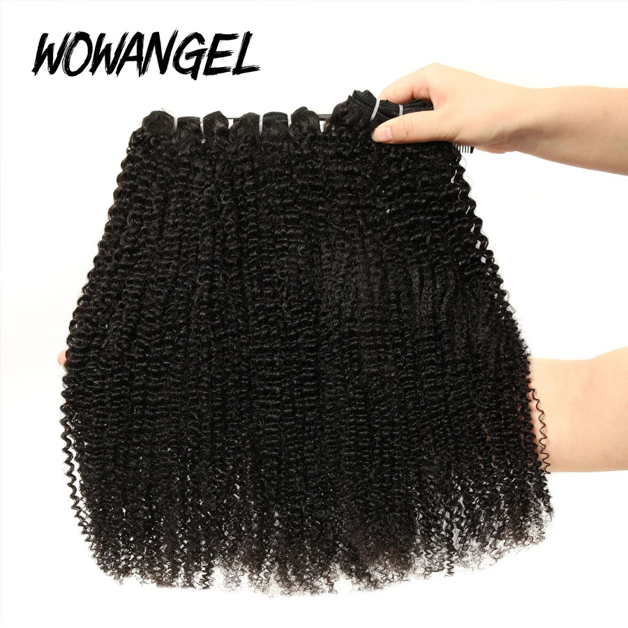 Afro Kinky Curly Human Hair Bundles 30 Inch Human Hair Weft Virgin Hair Extensions 1/3/4 Pieces Natural Color Brazilian Weaving