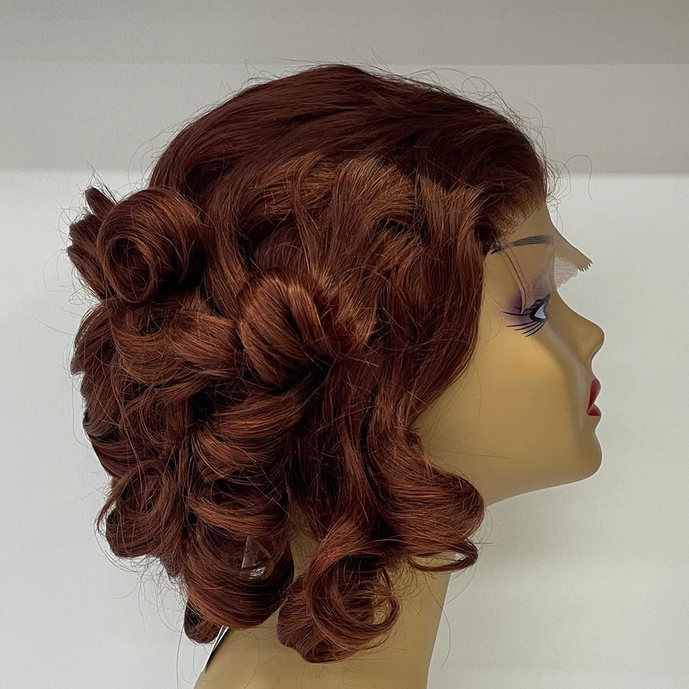 Colorful Double Drawn 330% Density 5x5 Transparent Front Lace Loose Bouncy Curly Wig Loose Bouncy 100% Human Hair Wig for Women
