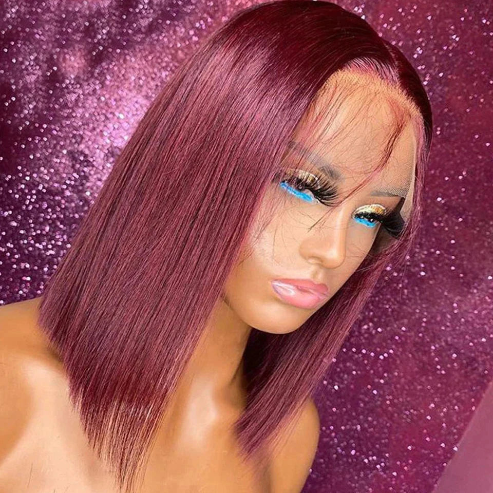 Bob Wigs 10 Inch Real 100% Human Hair HD 13×4 Front Lace Wig For Women Professional Colored Human Hair Wigs