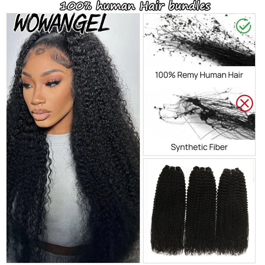 Afro Kinky Curly Human Hair Bundles 30 Inch Human Hair Weft Virgin Hair Extensions 1/3/4 Pieces Natural Color Brazilian Weaving