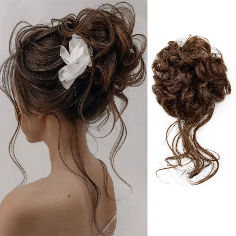 Synthetic Curly Hair Bun Women's Wig for Quick Chignon Daily Party & Wedding Hair Easy Styling Hair Accessory
