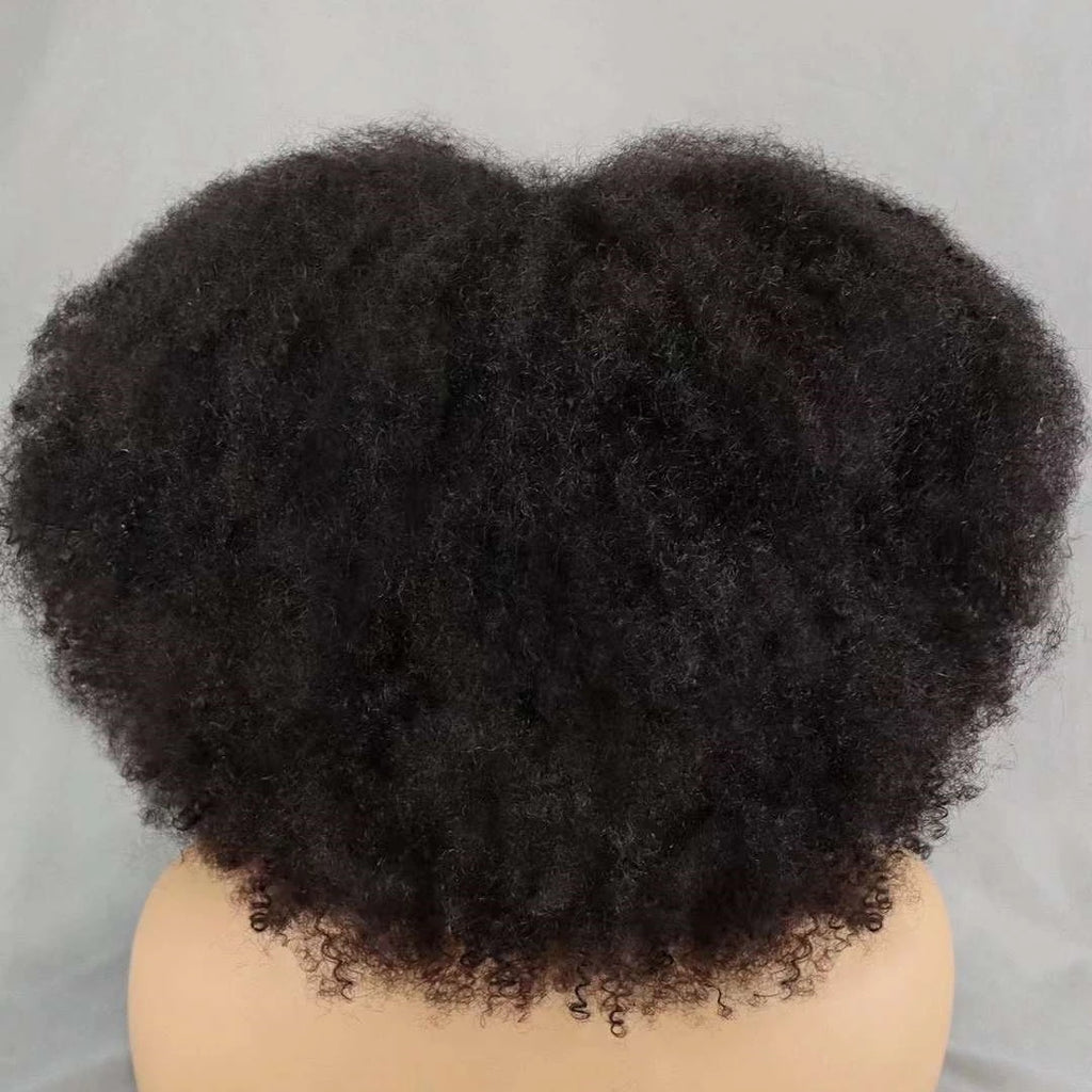 16 Inch Natural Afro Kinky Curly Human Hair Wig Bob Wigs 300% Density Short 4x4 Lace Closure Curly Wigs with Baby Hair for Women