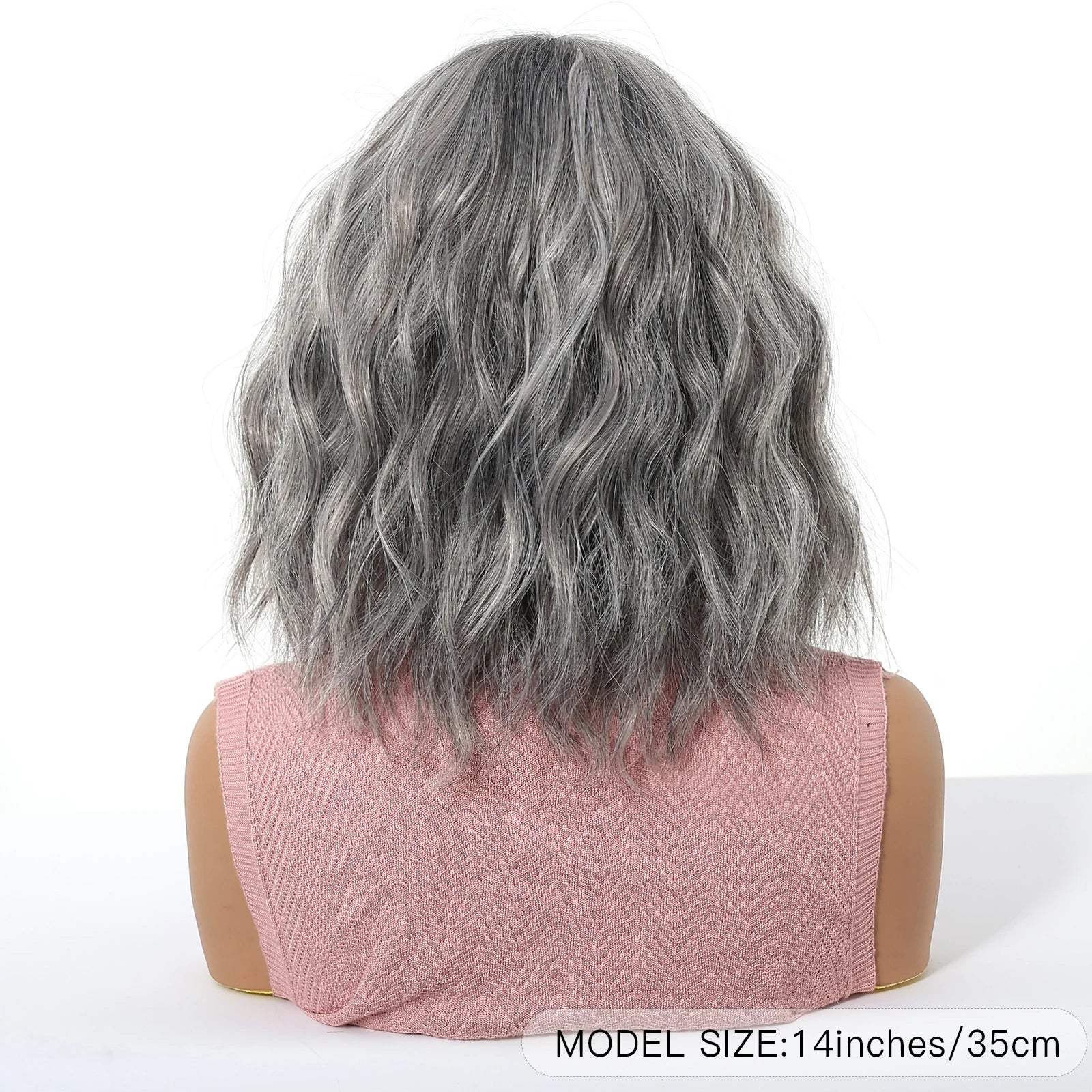 Short Silver Gray Curly Wavy Synthetic Wigs with Bangs for Women Grey Bob Cosplay Party Lolita Natural Hair Wig Heat Resistant