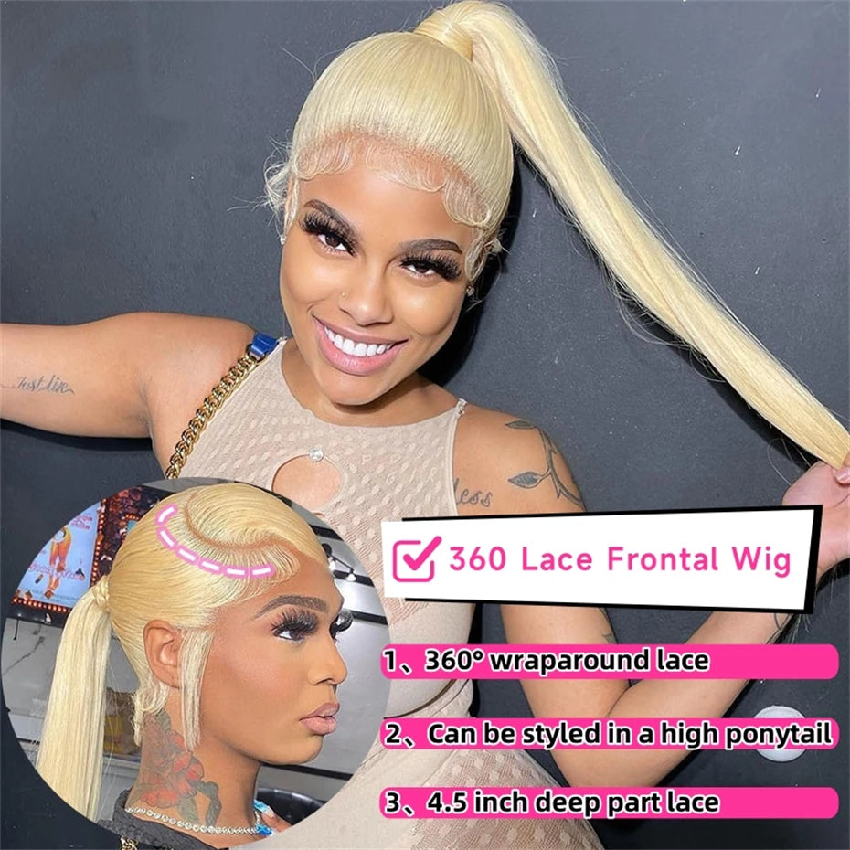 360 Full Lace Wig Human Hair Pre Plucked Hd 13x4 13x6 Lace Front Wig Remy Brazilian 613 Blonde Colored Human Hair Wigs For Women