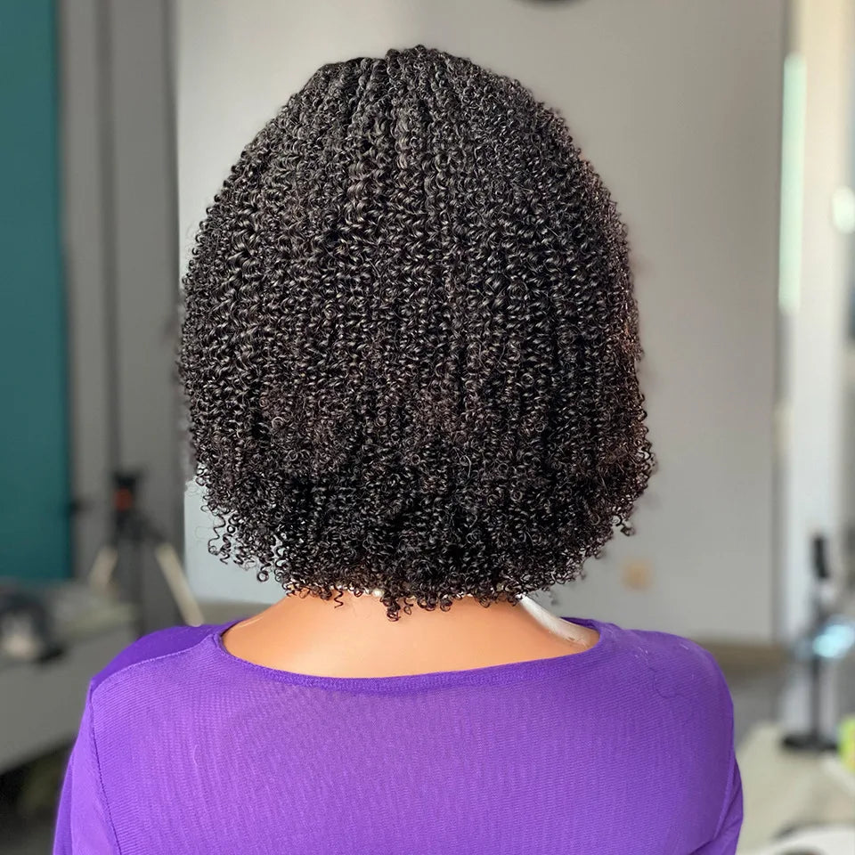 13x4 Lace Front Wig Human Hair Afro Kinky Curly Short Bob Wigs Brazilian Hair Lace Frontal Human Hair Wigs 180% Density 12inch