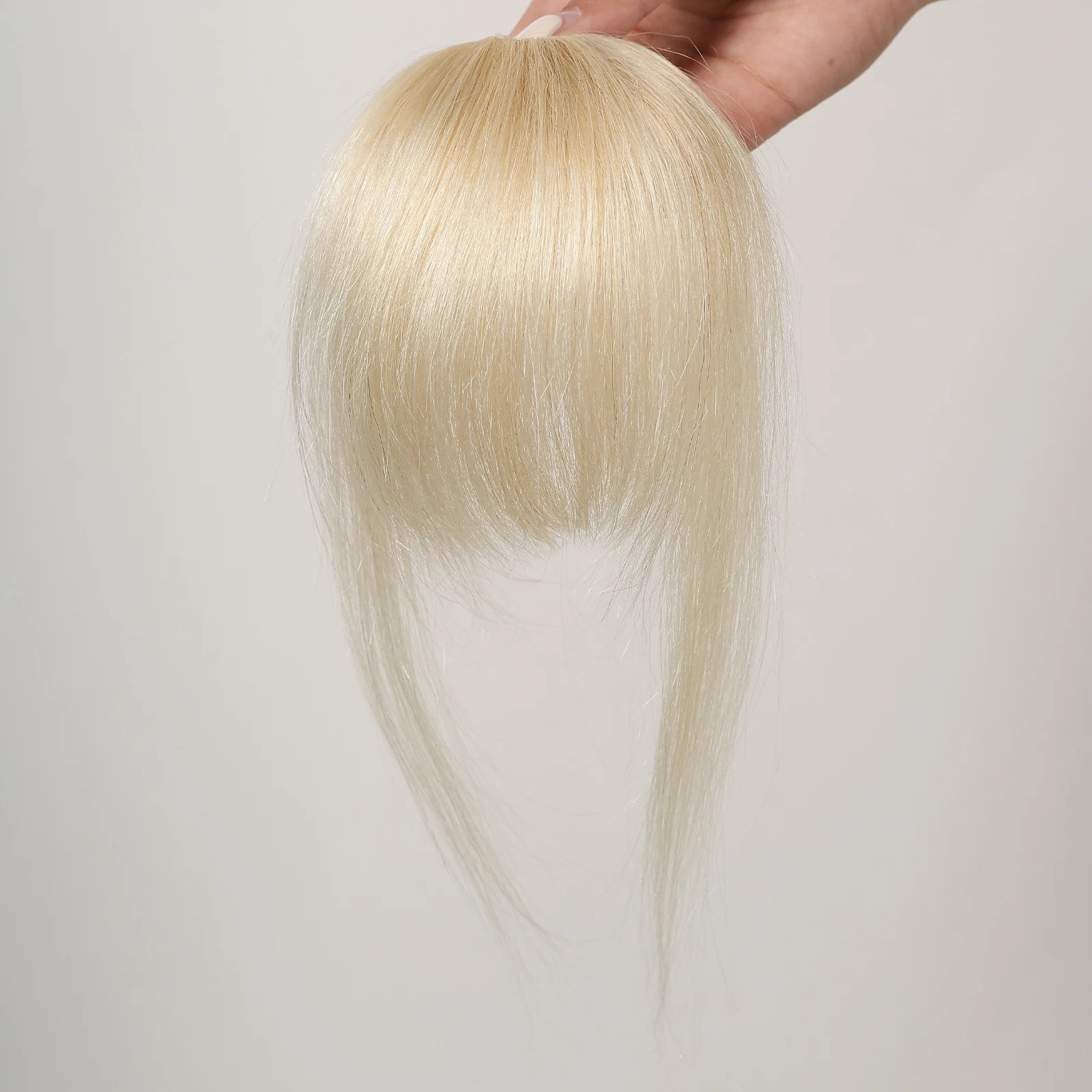 100% Human Hair Bangs Platinum Blonde Human Hair Air Bangs Straight Human Hair Pieces for Women Blunt Bangs 4.5in Hair Extension
