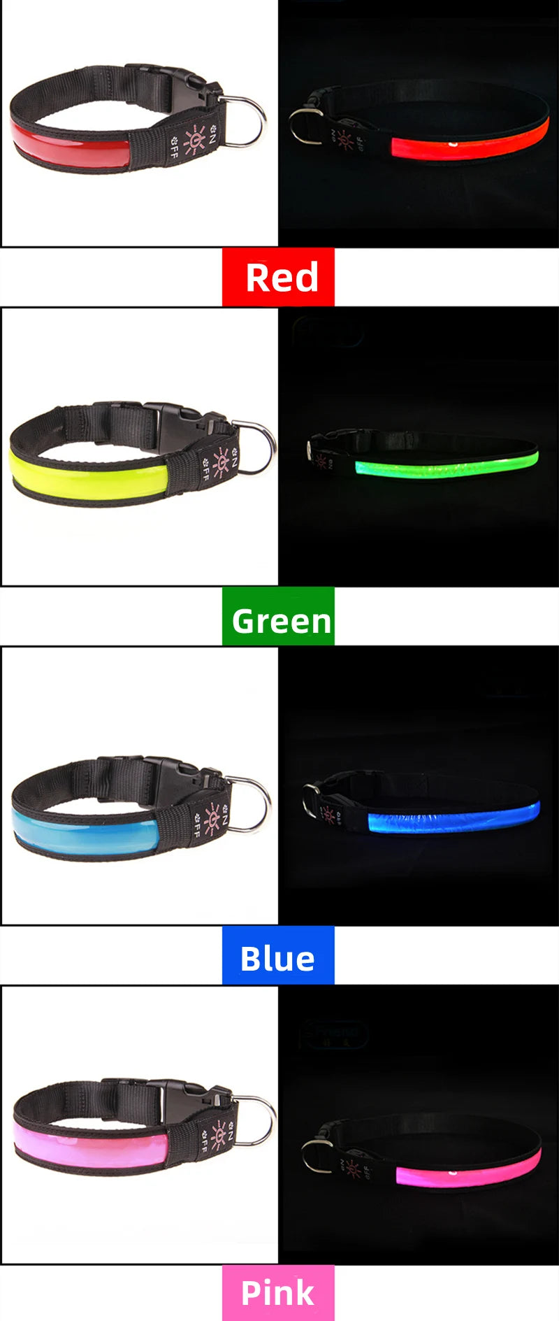 LED Luminous Dog Collar Adjustable Flashing USB Charging Glowing Collar Night Light Harness For Big Medium Small Dogs Pet Items