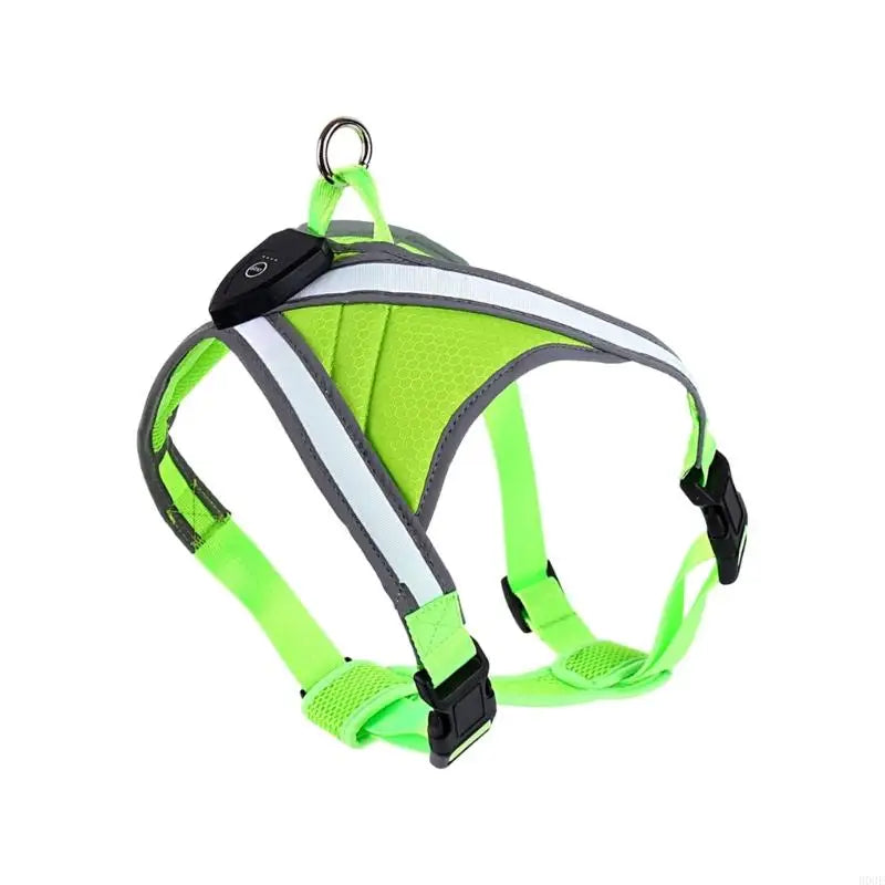 Dog Vest Adjustable Training Harness with LED Light Anti Escape Strong Heavy Duty Harness Soft Handle B03E