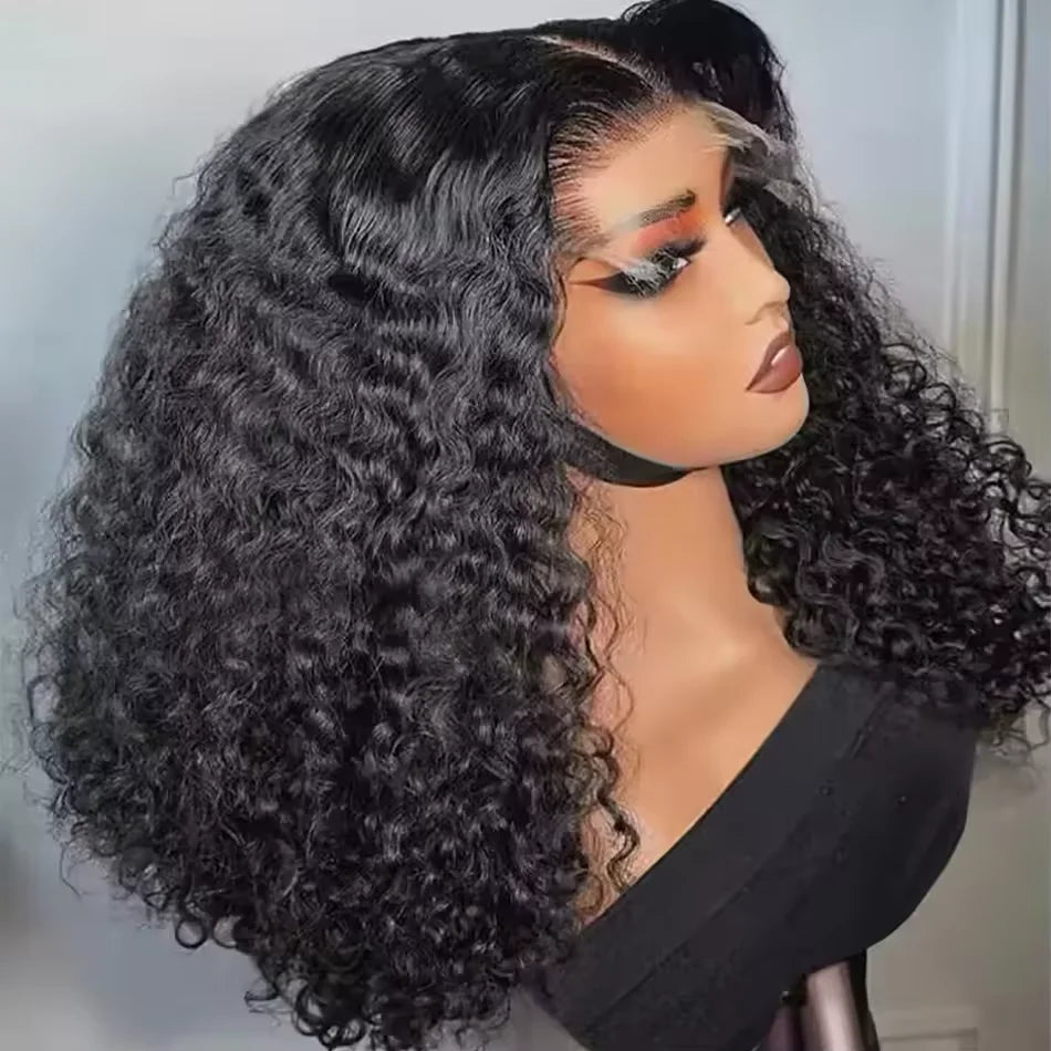 Water Wave Bob Brazilian Wig Frontal Lace Wig 180% Pre-Plucked Natural Wave Wear Curly Lace Frontal Human Hair Wigs For Women