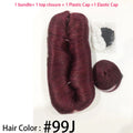 28PCS Brazilian Short Human Hair Extensions #1B#4#30#99J One Pack For A Full Head 100% Human Hair Bundles With Free Closure