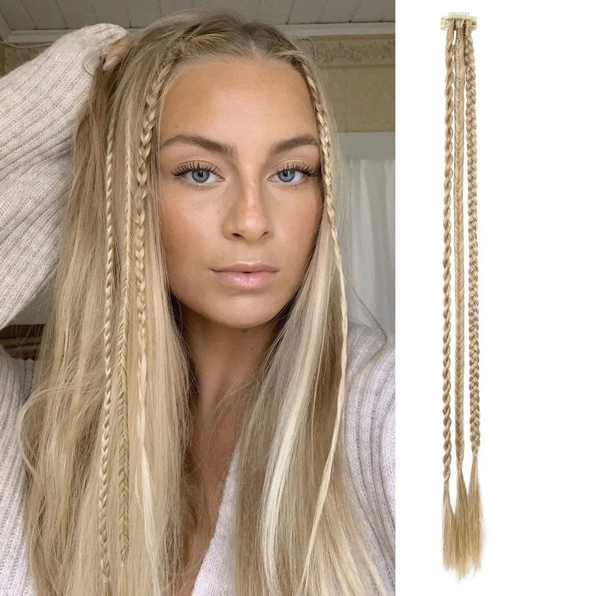 Braid Hair Extension 22inch Long Hair Extensions Clip in Braids Hair Extensions for Women Soft Synthetic Hairpieces Boxing Braid