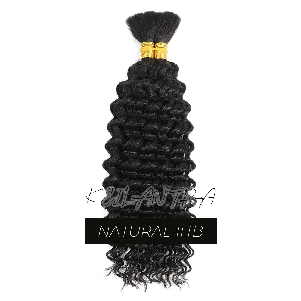Boho Braids Human Hair Curly Hair Bundles Bulk for Braiding Deep Wave 2 Bundles 100g No Weft Human Hair Bundles Hair Extension