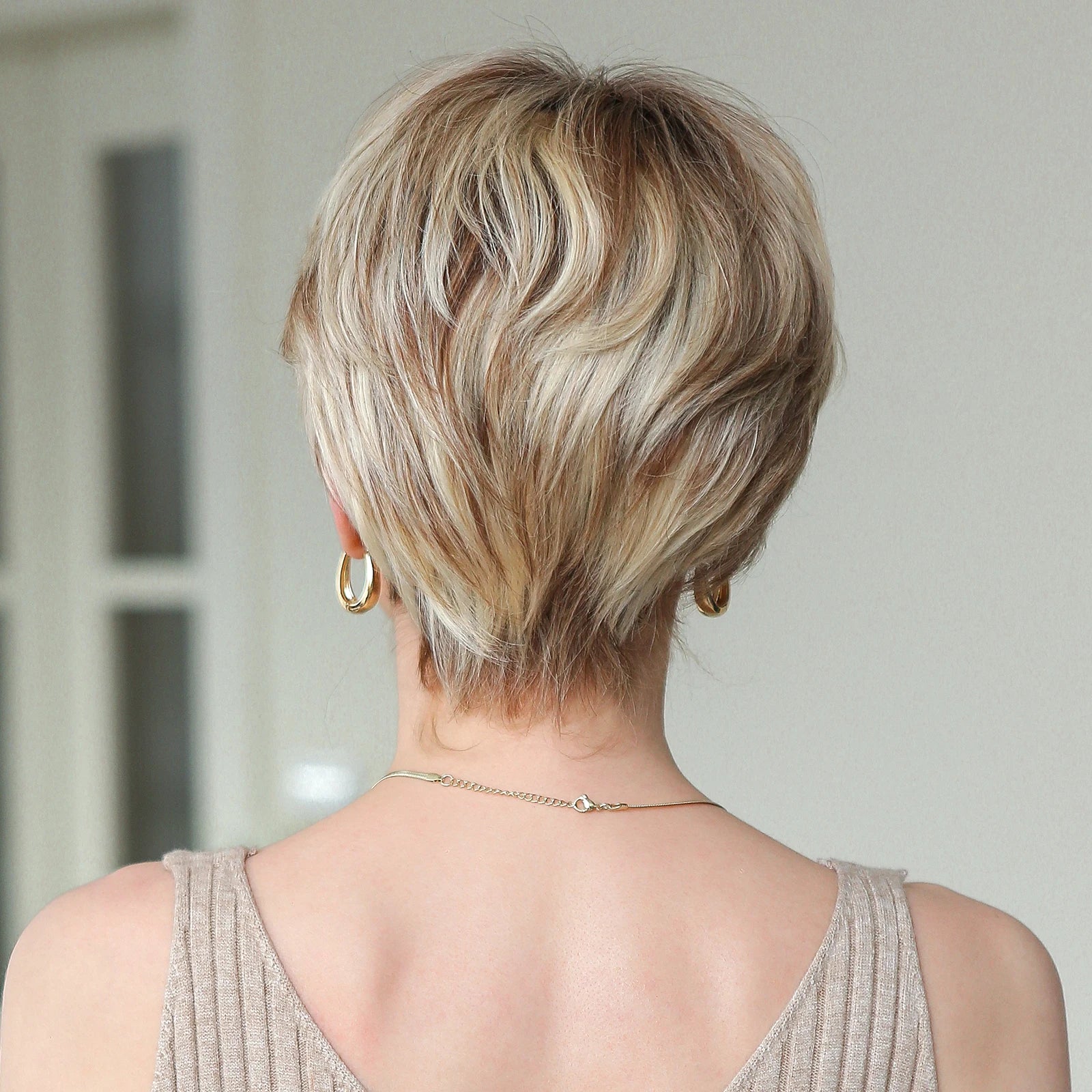 100% Remy Human Hair Wigs Brown Blonde Highlight Hair Short Pixie Cut Lace Front Wig for Women HD Transparent Human Hair Wigs