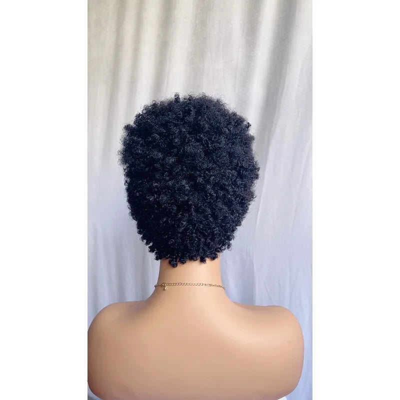 200% Density Short Curly Human Hair Full Machine Wigs For black Women Fashion 8inch Short Curl Wig High Quality Natural Color