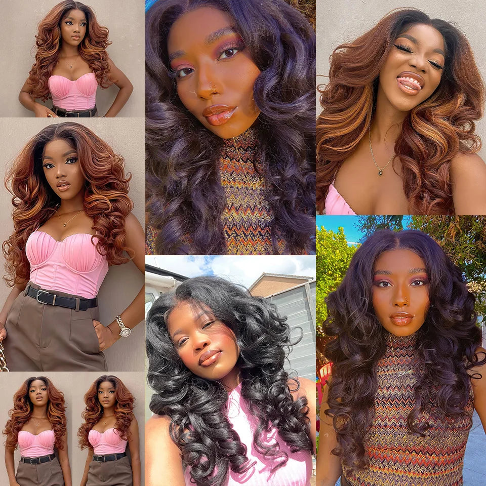 Latisha 13X6 Synthetic Lace Front Wigs Curly 13X5X1 Pre Plucked Lace Frontal Wig with Bangs for Women Highlight with Babyhair
