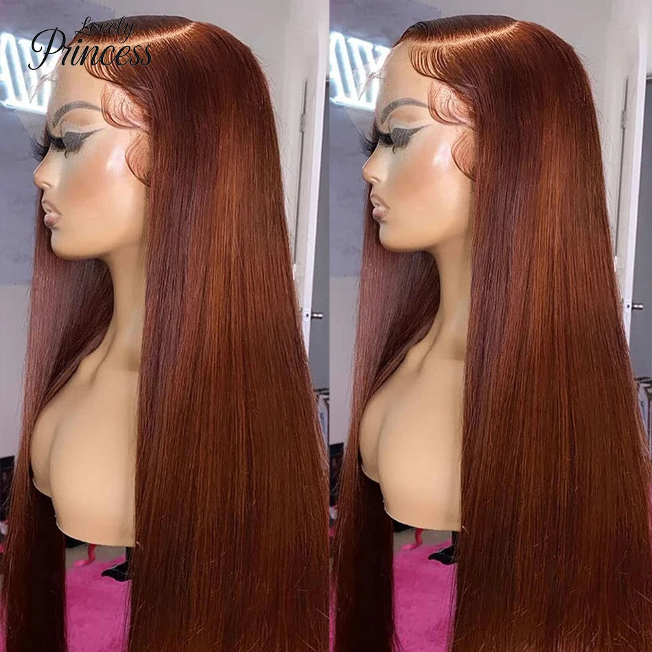 13x4 Reddish Brown Lace Front Human Hair 13x6 Transparent Hd Glueless Straight Lace Frontal Wig 4x4 5x5 Closure Human Hair Wig